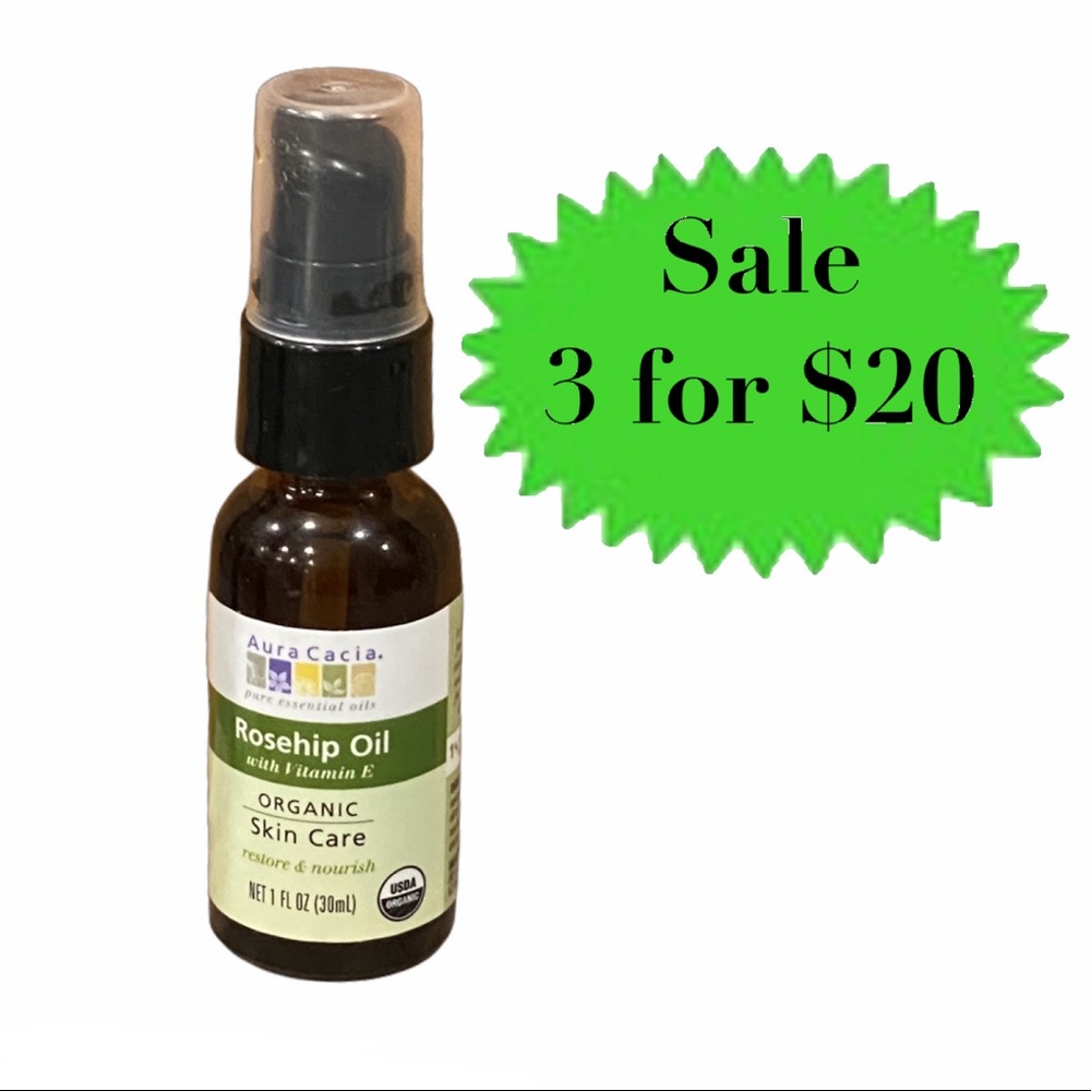 Aura Cacia Organic Rosehip Skin Care Oil serum face hair rejuvenate body vitamin